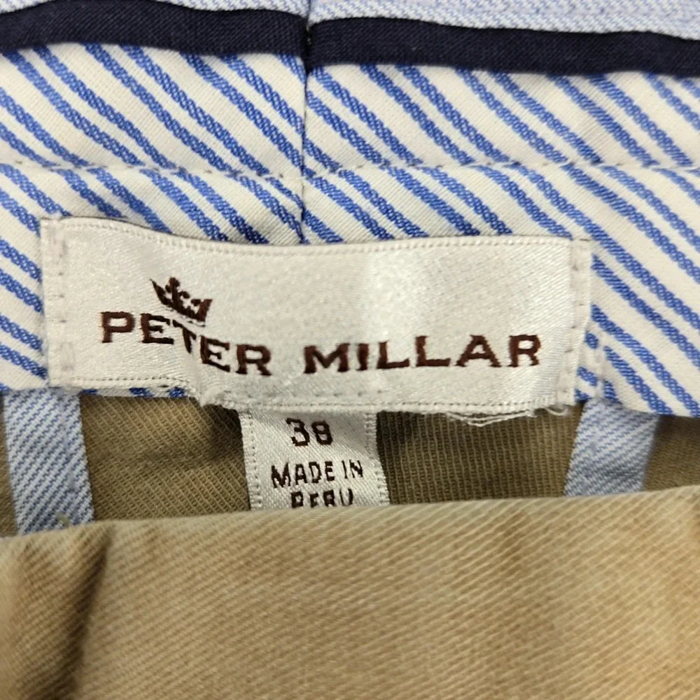 Peter Millar Pants Mens 38 Tan‎ Chino Flat Front Pima Cotton Golf Mid Rise